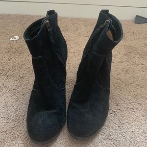 Joie black suede heeled booties